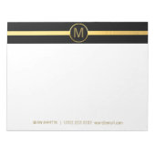 Bloc-note Monogramme à rayures d'or noir personnalisées (Devant)