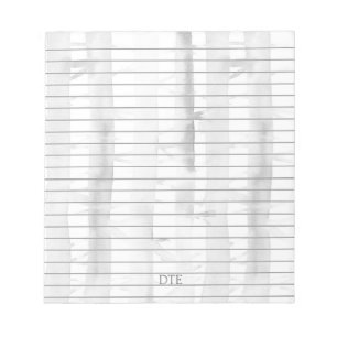 Bloc-note Monogramme à rayures grises de bouleau Personnalis