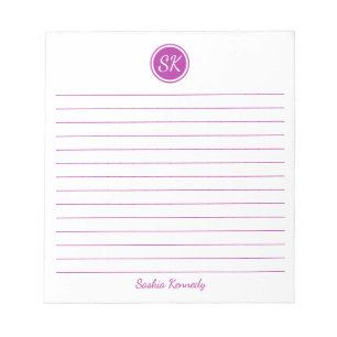 Bloc-note Monogramme à trait rose foncé tout simplement é