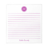 Bloc-note Monogramme à trait rose foncé tout simplement élég (Devant)
