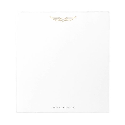 Bloc-note Monogramme Ailes de Pilote en Or (Devant)