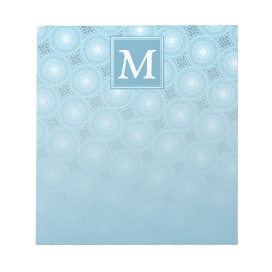 Bloc-note Monogramme ange bleu cercles motif (Devant)