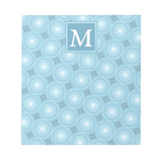 Bloc-note Monogramme ange bleu cercles motif (Devant)