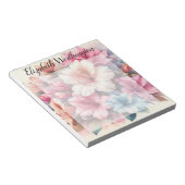 Bloc-note Monogramme aquarelle florale azalées roses bleues (Incliné)