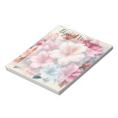 Bloc-note Monogramme aquarelle florale azalées roses bleues (Tourné)