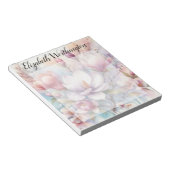 Bloc-note Monogramme aquarelle florale fleurs de magnolia ro (Incliné)