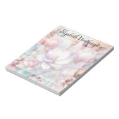 Bloc-note Monogramme aquarelle florale fleurs de magnolia ro (Tourné)