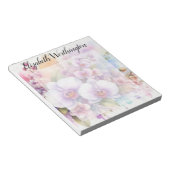 Bloc-note Monogramme aquarelle florale fleurs d'orchidée ros (Incliné)