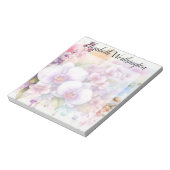 Bloc-note Monogramme aquarelle florale fleurs d'orchidée ros (Tourné)