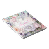 Bloc-note Monogramme aquarelle florale fleurs roses violette (Incliné)