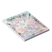 Bloc-note Monogramme aquarelle florale fleurs roses violette (Incliné)