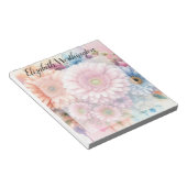 Bloc-note Monogramme aquarelle florale gerbera roses (Incliné)
