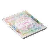 Bloc-note Monogramme aquarelle florale hydrangea rose  (Incliné)