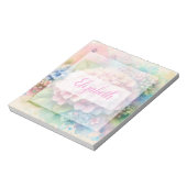 Bloc-note Monogramme aquarelle florale hydrangea rose  (Tourné)