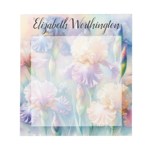 Bloc-note Monogramme aquarelle florale iris fleurs violettes (Devant)