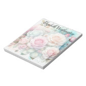 Bloc-note Monogramme aquarelle florale roses fleurs roses (Tourné)