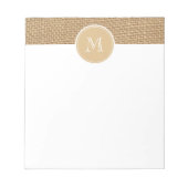 Bloc-note Monogramme Arrière - plan de Burlap rustique (Devant)