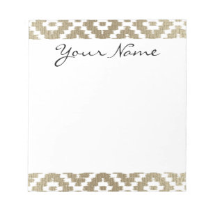 Bloc-note Monogramme Beige Aztec Tribal Ikat Diamond Motif