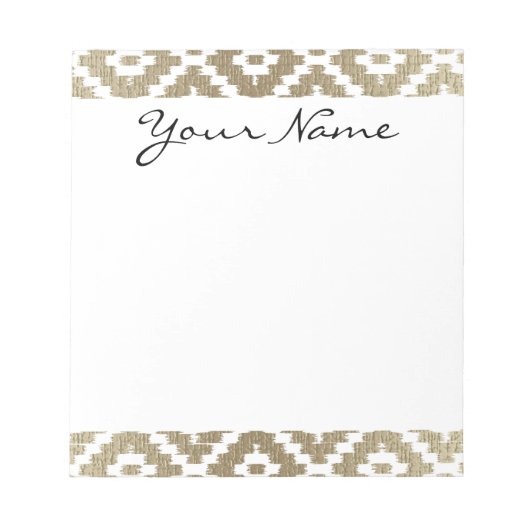 Bloc-note Monogramme Beige Aztec Tribal Ikat Diamond Motif (Devant)
