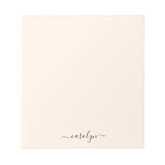 Bloc-note Monogramme beige girly écriture moderne personnali (Devant)