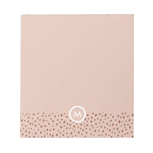 Bloc-note Monogramme beige tendance avec Boho en terre cuite (Devant)