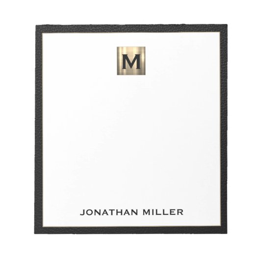 Bloc-note Monogramme Black Gold Nom initial (Devant)