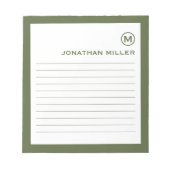 Bloc-note Monogramme blanc d'olive à ligne professionnelle (Devant)