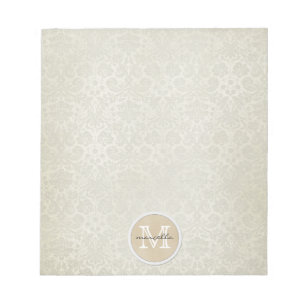 Bloc-note Monogramme blanc mou de motif de damassés