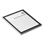 Bloc-note Monogramme blanc noir à revêtement professionnel (Incliné)