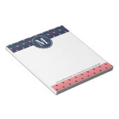 Bloc-note Monogramme Bleu Ardoise et Polka Dots Corail (Incliné)