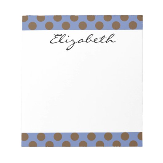 Bloc-note Monogramme Bleu Brown Cute Chic Polka Dot Motif (Devant)