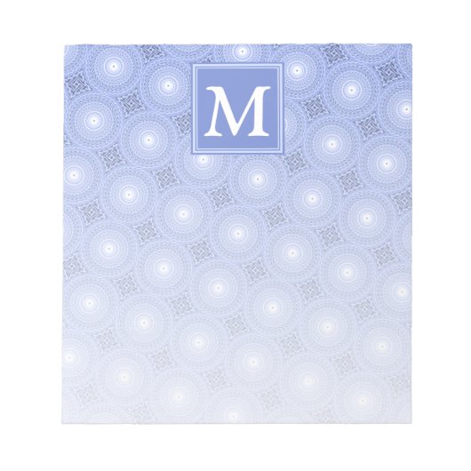 Bloc-note Monogramme bleu cercles motif (Devant)