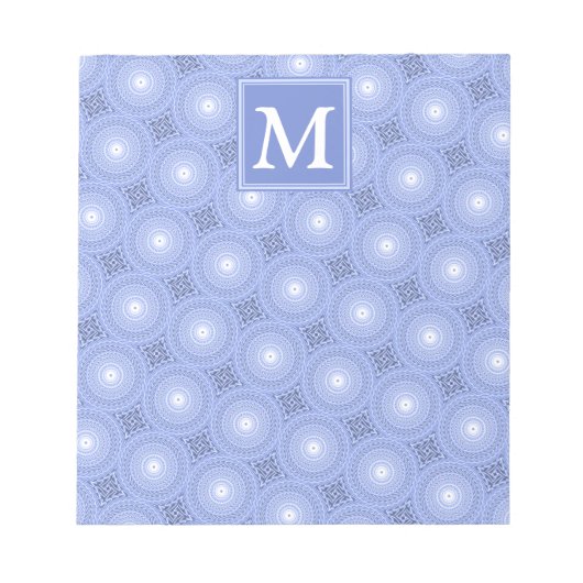Bloc-note Monogramme bleu cercles motif (Devant)