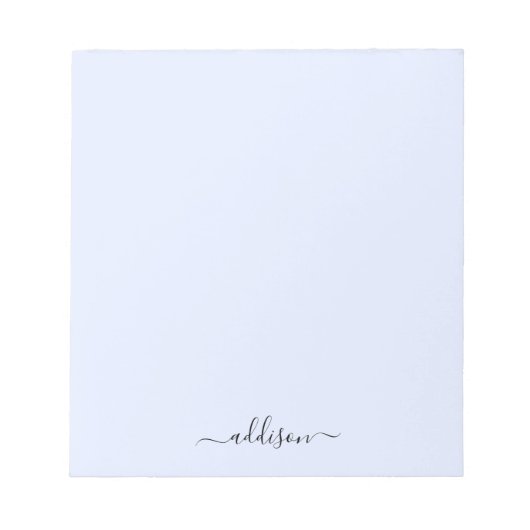 Bloc-note Monogramme Bleu Féminin Écriture Moderne Personnal (Devant)