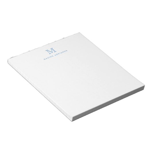 Bloc-note Monogramme bleu foncé simple moderne initial (Incliné)