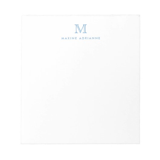 Bloc-note Monogramme bleu foncé simple moderne initial (Devant)