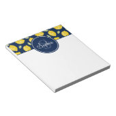 Bloc-note Monogramme bleu jaune citron Motif marine (Incliné)