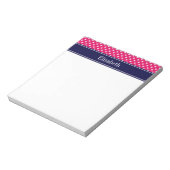 Bloc-note Monogramme Bleu Marine Points Blancs Framboise (Tourné)