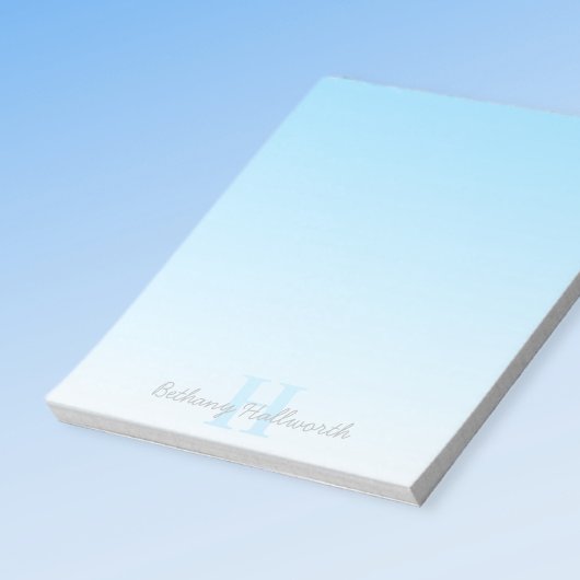 Bloc-note Monogramme bleu personnalisable et script de votre