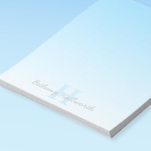 Bloc-note Monogramme bleu personnalisable et script de votre