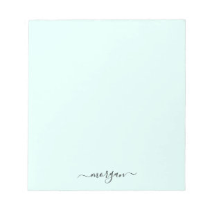 Bloc-note Monogramme bleu vert Girl Script moderne personnel