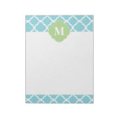 Bloc-note Monogramme bleu vert Quatrefoil (Tourné)