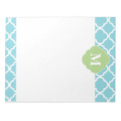 Bloc-note Monogramme bleu vert Quatrefoil (Devant)