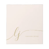 Bloc-note Monogramme Blush Pink Or Moderne Minimale Feminine (Devant)