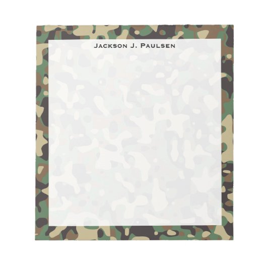 Bloc-note Monogramme Bois Brun Vert Gris Camouflage (Devant)