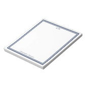 Bloc-note Monogramme Bordures Bleu Marine (Tourné)