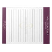 Bloc-note Monogramme Bourgogne Moderne Elégant Linne (Devant)