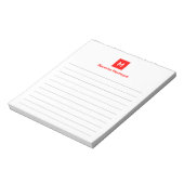 Bloc-note Monogramme branché moderne rouge néon (Tourné)