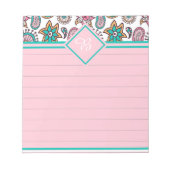 Bloc-note Monogramme cachemire rose et sarcelle (Devant)
