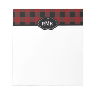 Bloc-note Monogramme carreau de buffle noir et rouge